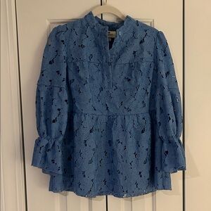 Tuckernuck Blue Floral Lace Top